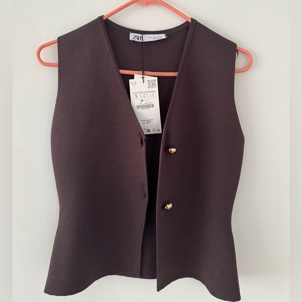 SOLD Zara Chocolate Knit Vest